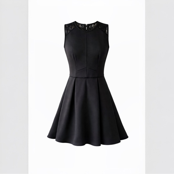 Kardashian Kollection Dresses & Skirts - Black Lace Top Fit Flare Goth Mod Emo Y2K Cocktail Dark Zipper Pleated Lace Mini